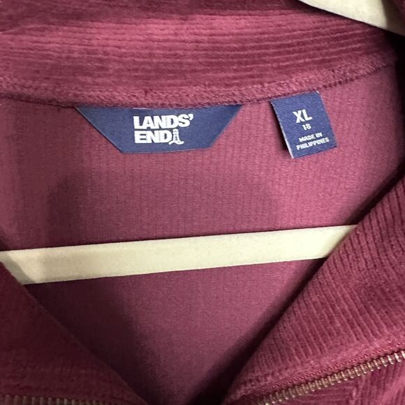 lands end womens XL 18 Velvet Velour 1/4 Zip Long Sleeve Rib Stretch - Picture 2 of 6